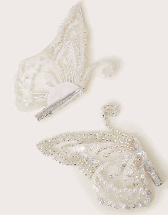 2-Pack Beaded Butterfly Wing Hair Clips, , large