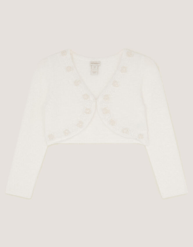 Phoebe Pearl Trim Cardigan, Ivory (IVORY), large