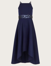 Sequin Scuba Prom Dress, Blue (NAVY), large