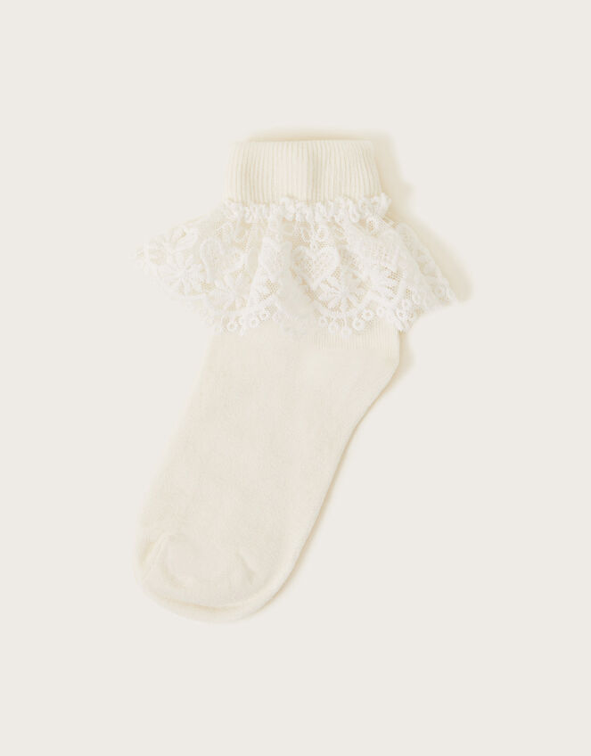 Heart Lace Socks, Ivory (IVORY), large