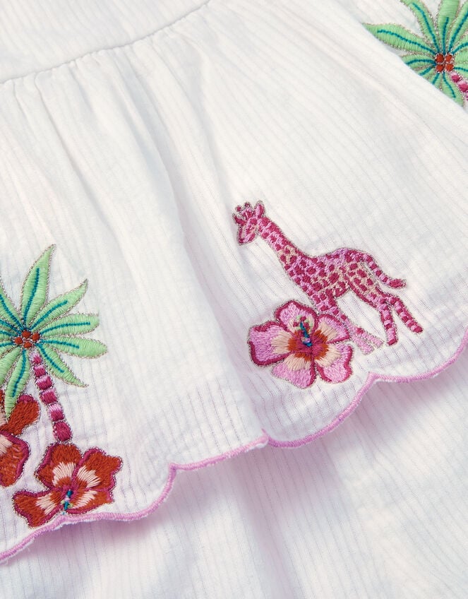 Baby Giraffe Embroidered Top & Shorts Set, Ivory (IVORY), large