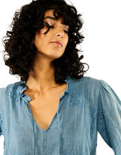 Wild Teresa Embroidered Blouse, Blue (BLUE), large