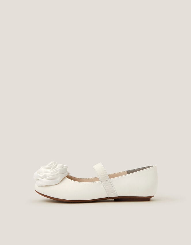 Rosette Strap Ballet Flats, Ivory (IVORY), large