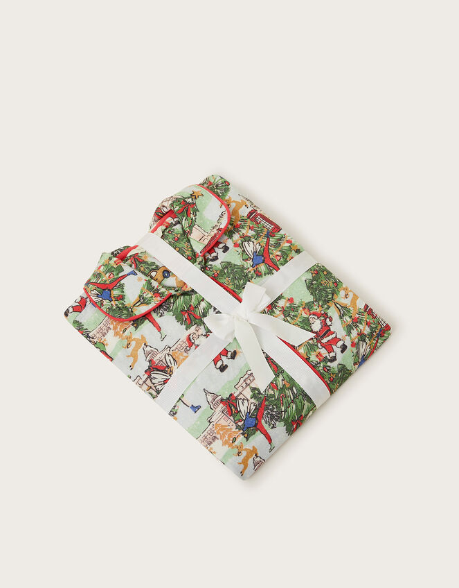 Father Christmas Long Pyjamas Set, Green (GREEN), large