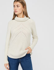 Christy Cowl Neck Knit Jumper, Ivory (IVORY), large