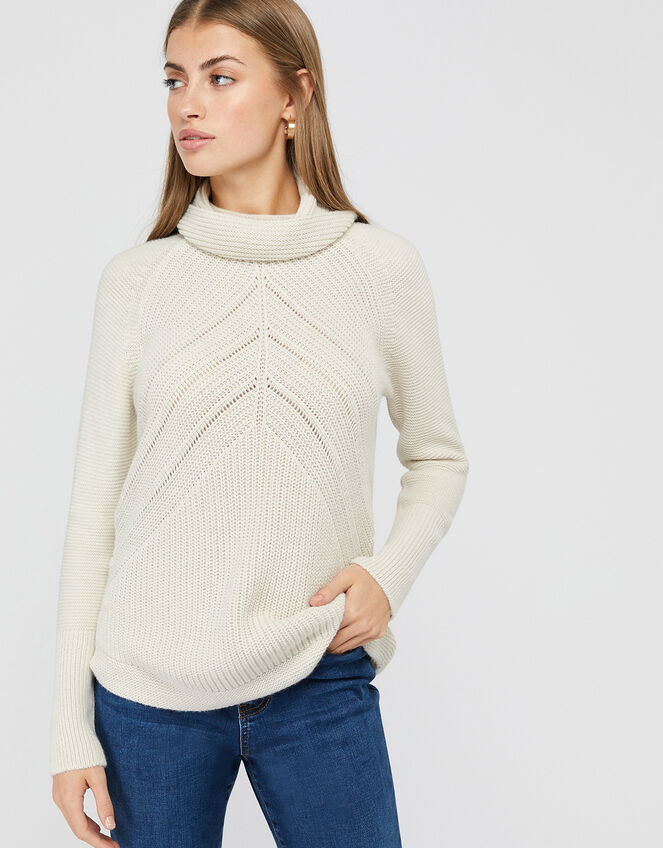 Christy Cowl Neck Knit Jumper, Ivory (IVORY), large