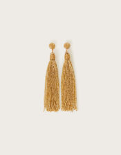 Beaded Tassel Earrings, Gold (GOLD), large