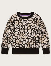 Floral Jersey Jumper, Black (BLACK), large