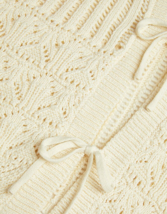 Cropped Knit Cardigan, Ivory (IVORY), large