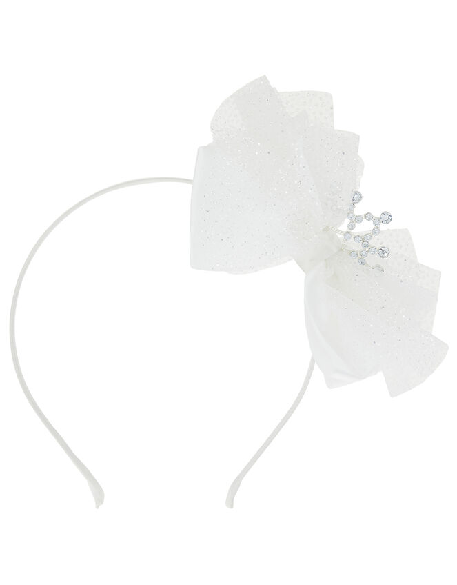Sparkly Crown and Bow Headband, , large