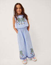 Monsoon x Charlie Taylor Embroidered Top & Trousers Set, Blue (BLUE), large