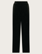 Nala Spot Velvet Wide Leg Trousers, Black (BLACK), large