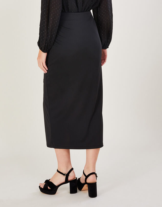 Ruched Crepe Jersey Skirt, Black (BLACK), large