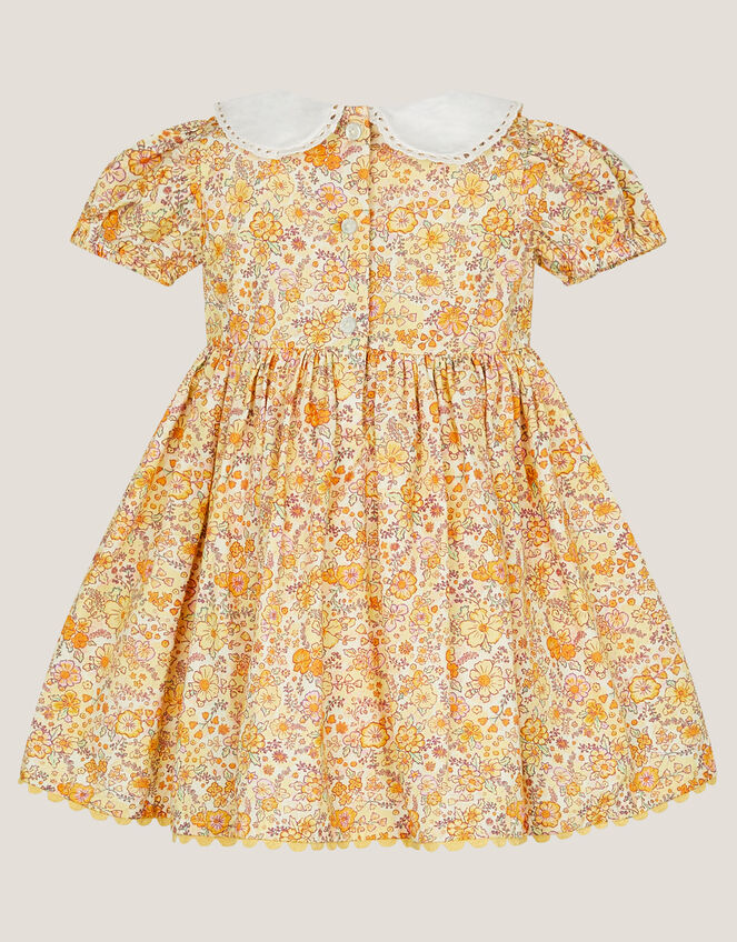 Baby Bunny Applique Floral Dress, Yellow (YELLOW), large