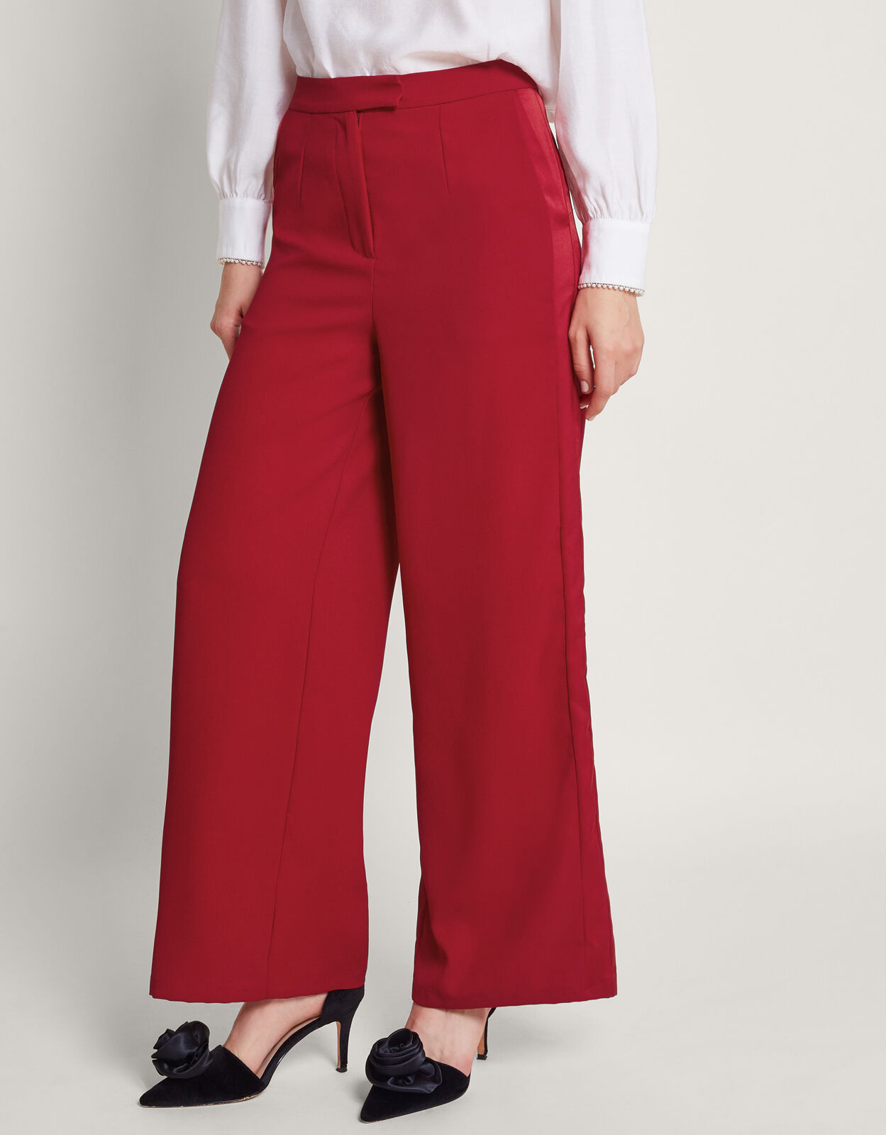 Raya Wide Leg Trousers Red