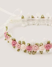 Satin Rosette Flower Crown, , large