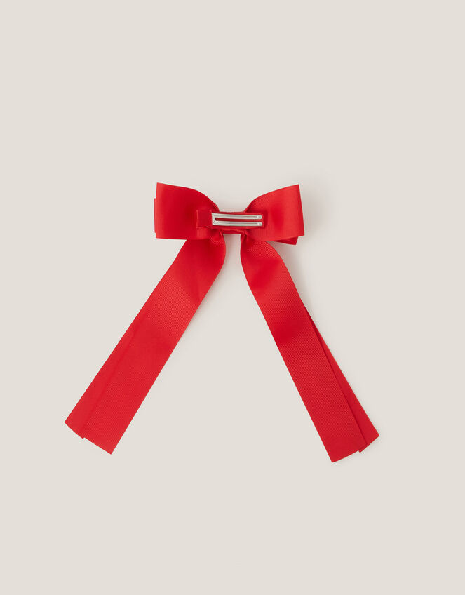 School Ribbon Bow Hair Slide, Red (RED), large