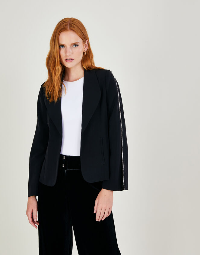 Tori Cape Trimmed Jacket, Black (BLACK), large