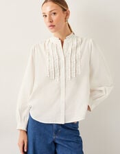 Chiara Frill Cotton Blouse, Ivory (IVORY), large