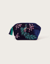 Embroidered Peacock Make-Up Bag, , large