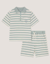 Stripe Jersey Shirt & Shorts Set, Green (SAGE), large