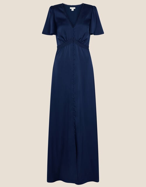 Ivy Satin Shorter Length Dress, Blue (NAVY), large