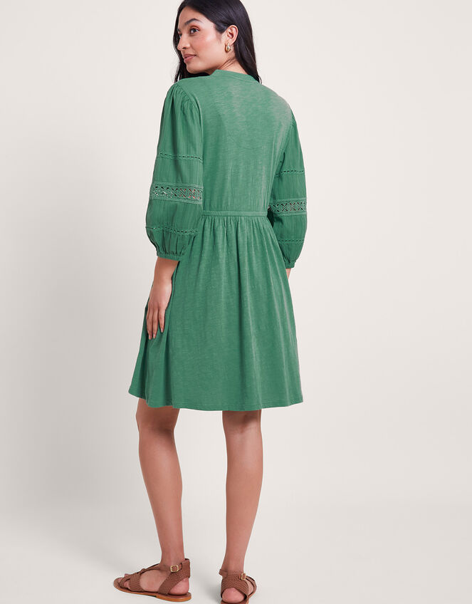 18220 Green Transparent Waist Lace Dress