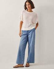 Sybil Slouchy Crochet T-Shirt , Ivory (IVORY), large