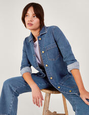 Mindy Longline Denim Jacket, Blue (DENIM BLUE), large