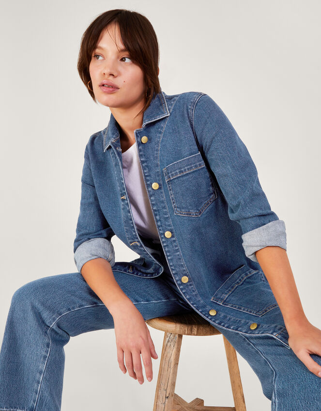 Mindy Longline Denim Jacket, Blue (DENIM BLUE), large