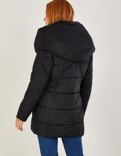 Laura Padded Short Coat in Recycled Polyester, Black (BLACK), large