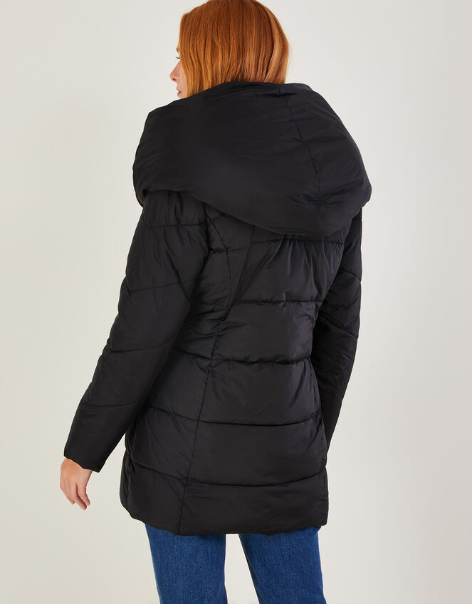 Laura Padded Short Coat in Recycled Polyester, Black (BLACK), large