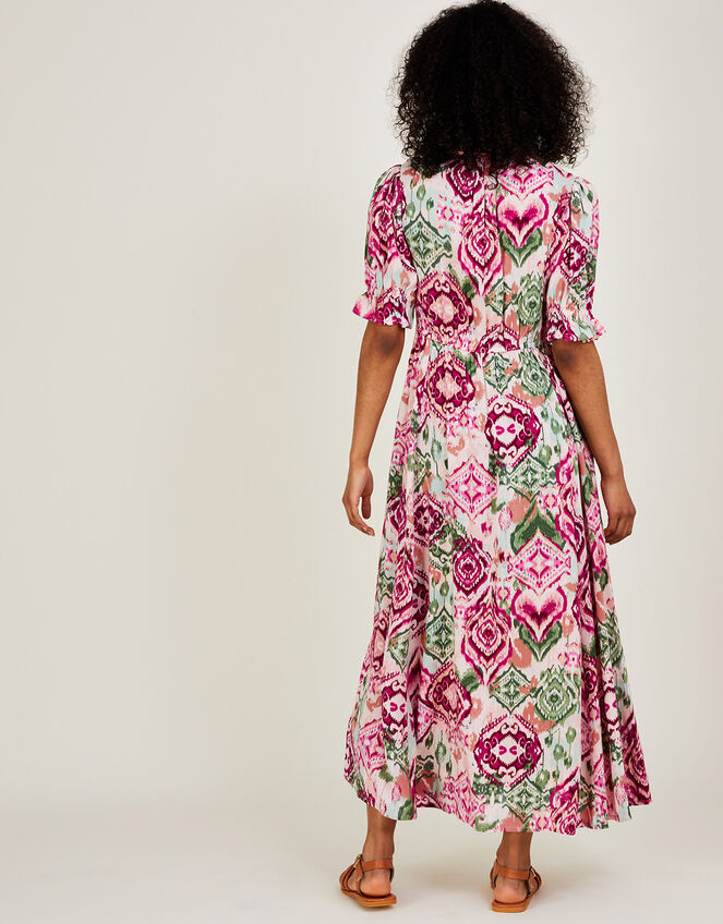 Ikat Print Shirt Midi Dress in LENZING™ ECOVERO™ Pink