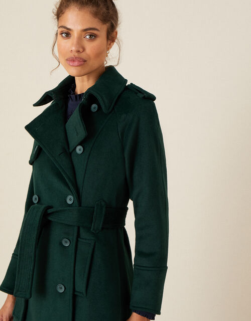 Wren Trench Coat in Wool Blend, Teal (TEAL), large