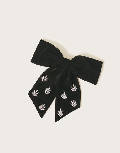 Diamante Bow Clip, Black (BLACK), large