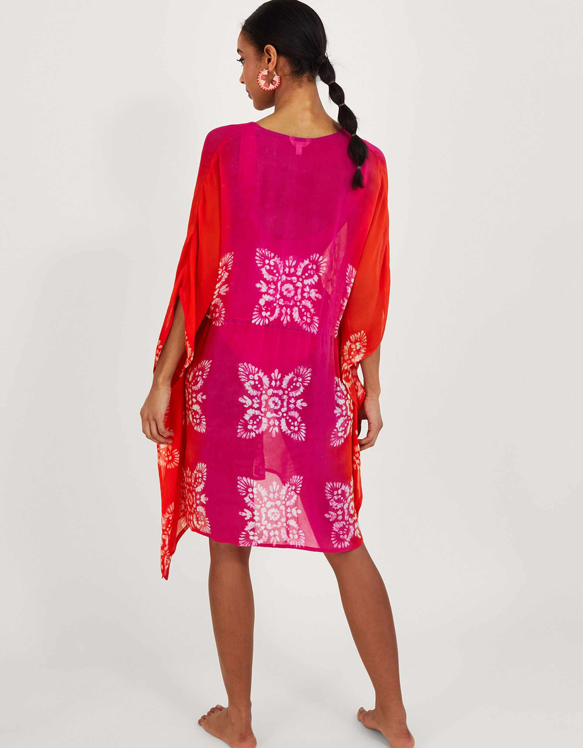 Red Batik New Button Kaftan