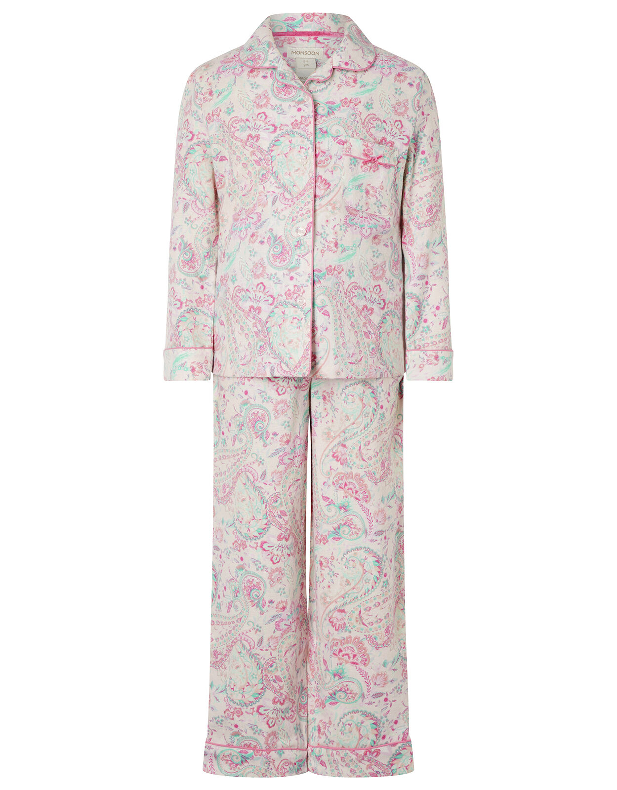 Paisley Flannel PJ Set in Organic Cotton Pink