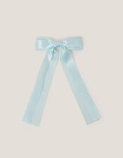 Ribbon Long Bow Hair Clip, Blue (PALE BLUE), large