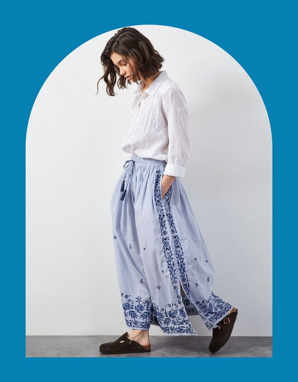 East Teleri Stripe Maxi Skirt, Blue (BLUE), large