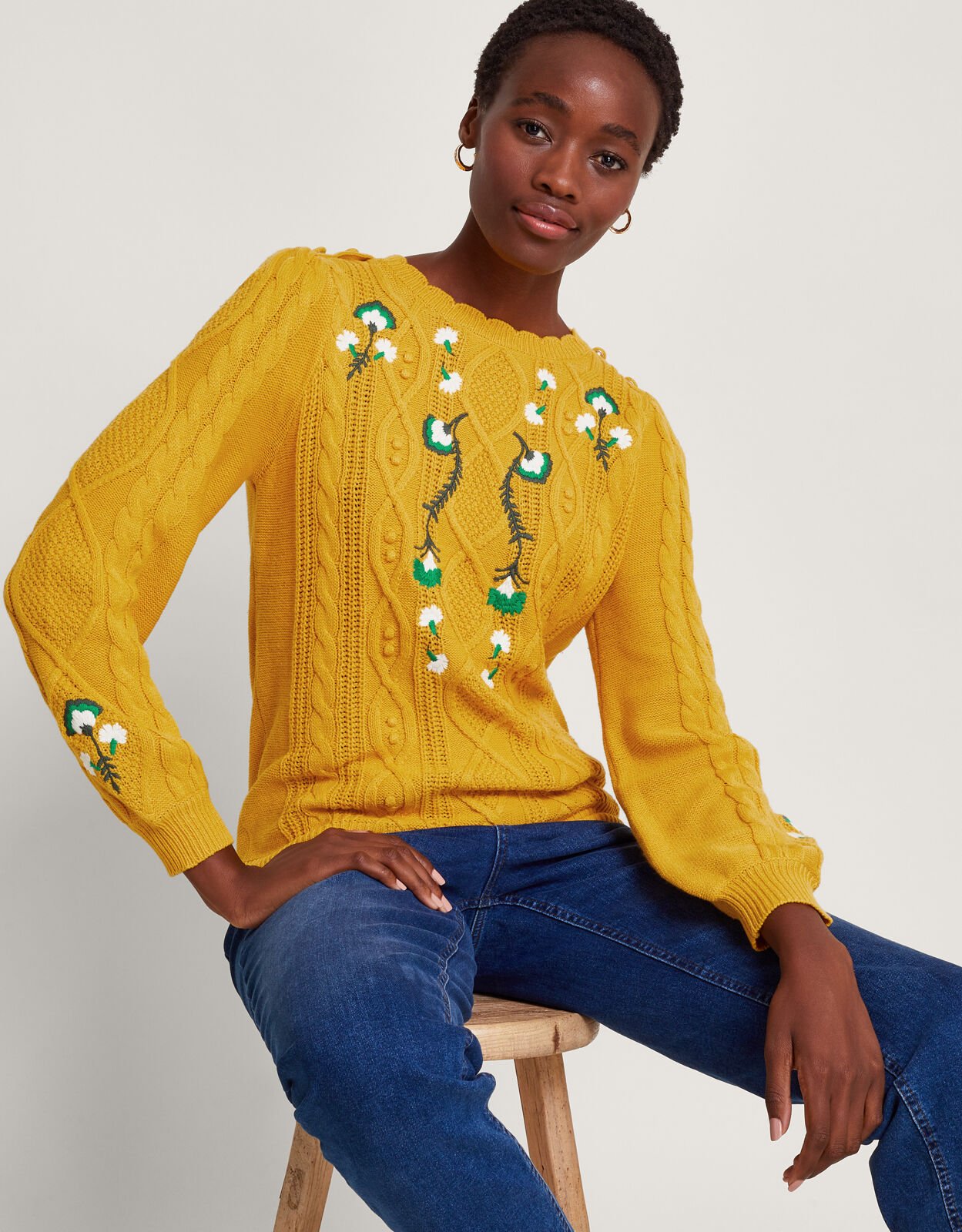 Yellow knit jumper on sale