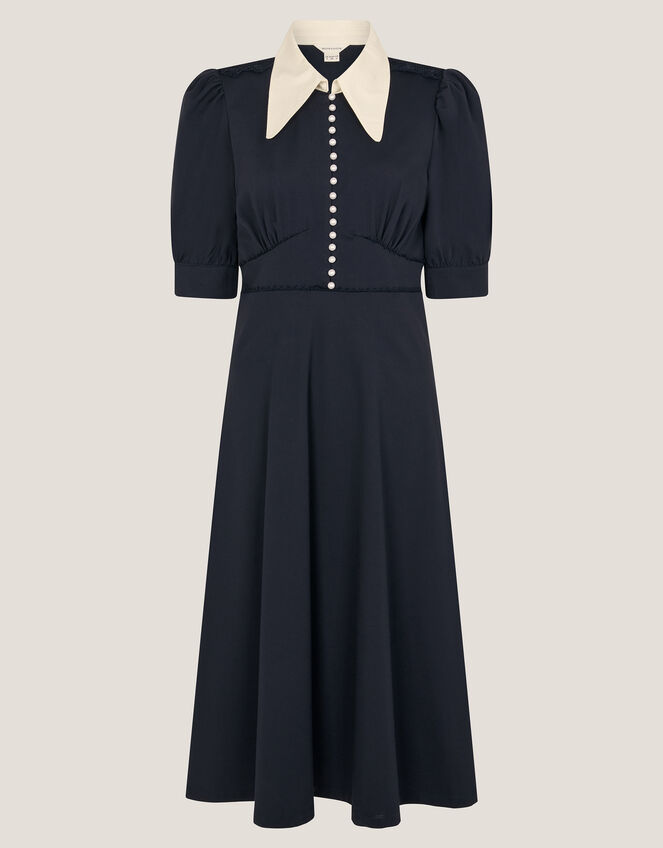 Clay Collar Jersey Midi Dress, Blue (NAVY), large