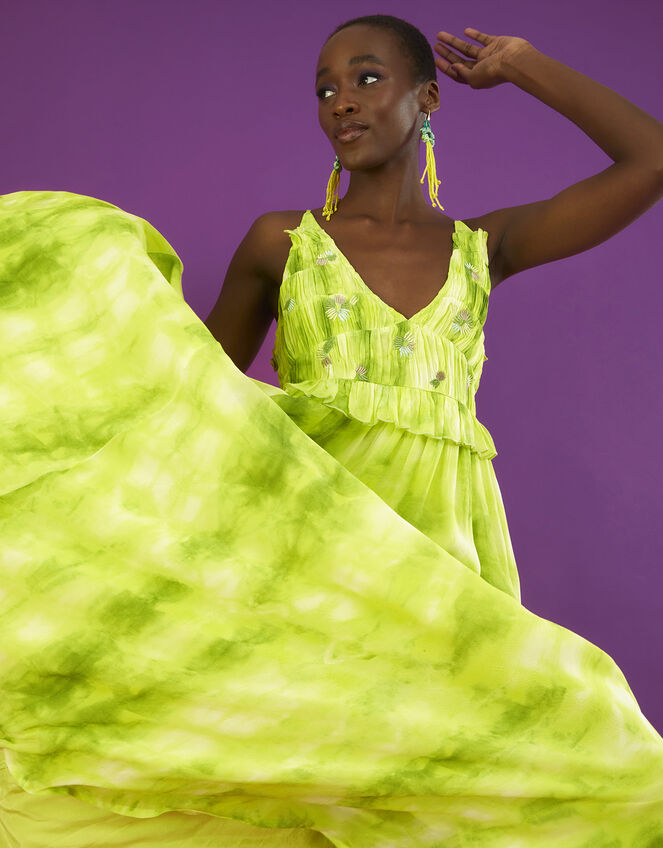 Dalila Tie Dye Dress with Sustainable Viscose, Green (BRIGHT GREEN), large