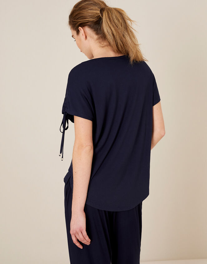 LOUNGE Ruched Sleeve T-Shirt, Blue (NAVY), large