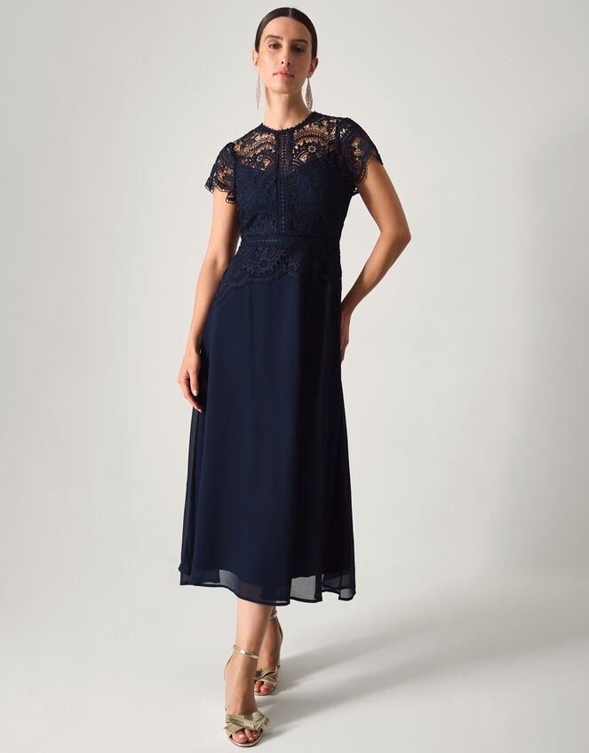 Monica Lace Midi Bridesmaid Dress Blue