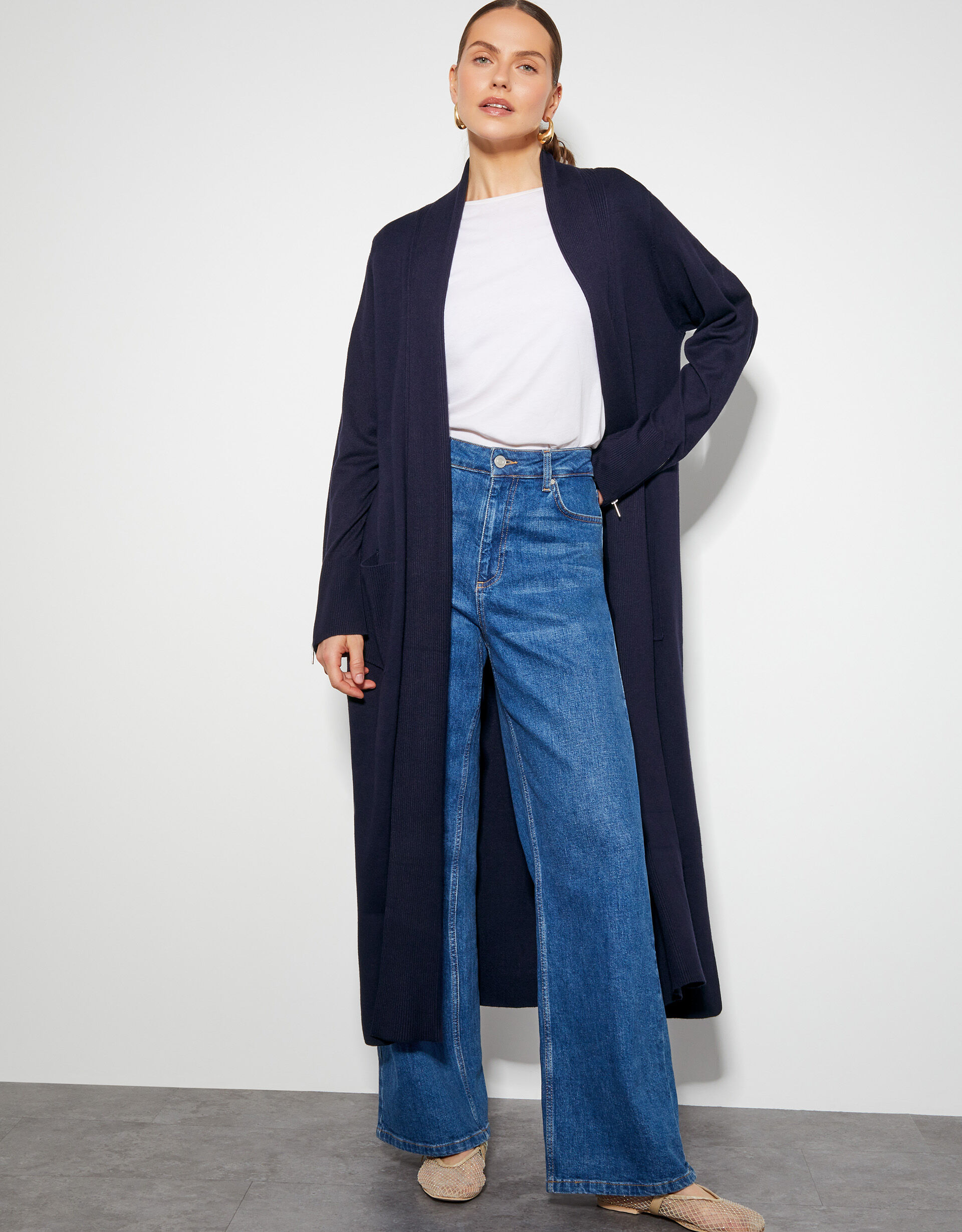 Sade Zip Detail Longline Cardigan Blue