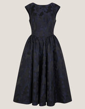 Jayda Sleeveless Floral Jacquard Midi Dress, Blue (NAVY), large