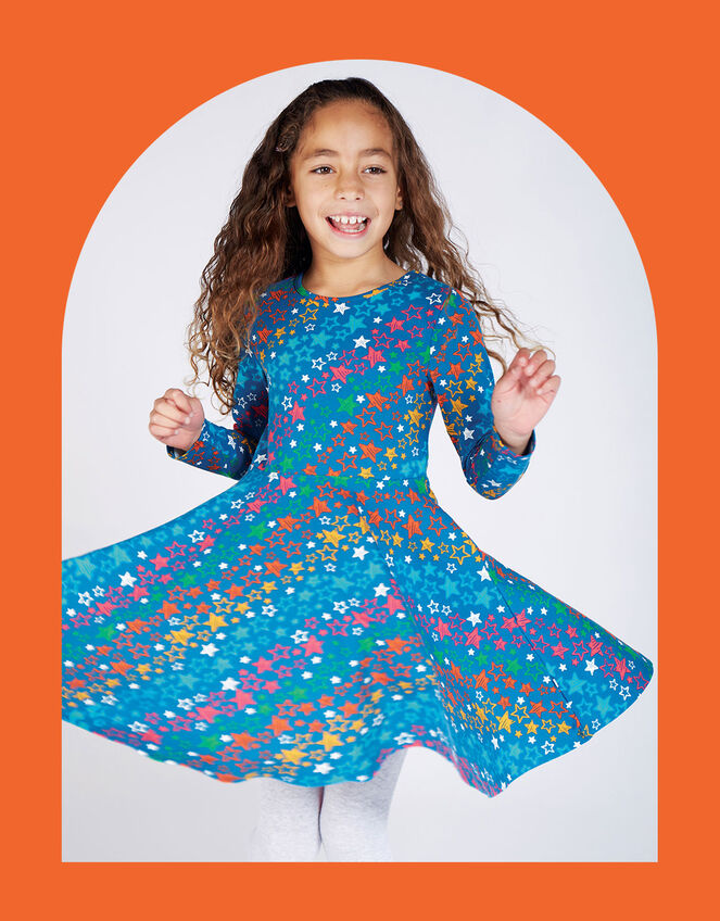 Frugi Sofia Skater Dress, Blue (BLUE), large