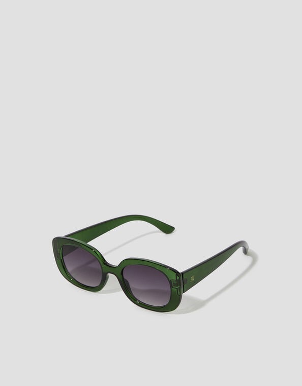 Chunky Oval Sunglasses, Green (GREEN), large