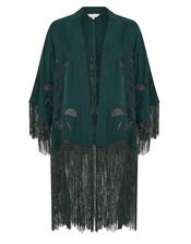 East Heba Embroidered Tassel Kimono, Green (GREEN), large