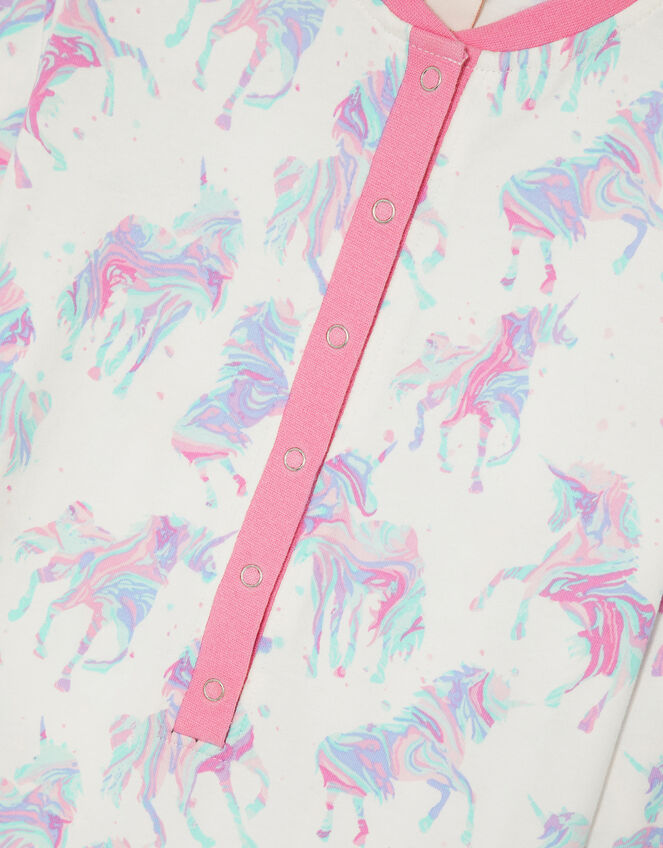 Ada Unicorn Print Sleepsuit, Ivory (IVORY), large